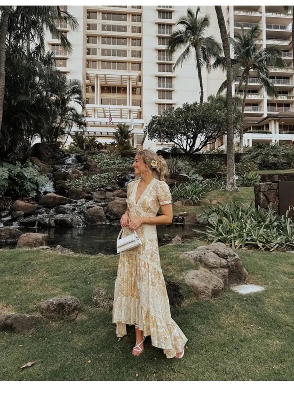LoveShackFancy Tink Silk Lemon Daydream Maxi Dress